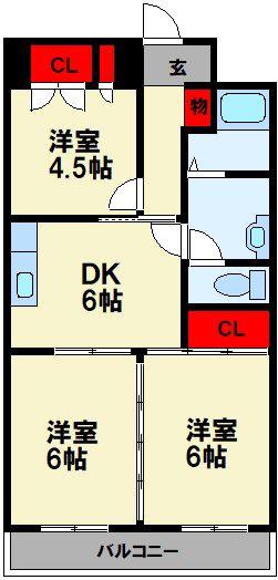 ロゼ赤坂(3DK/5階)の間取り写真