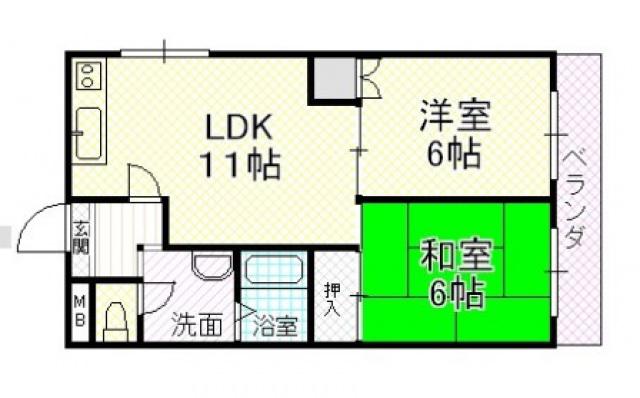 マンション平次(2LDK/2階)の間取り写真