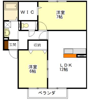 ぷらんたん(2LDK/2階)の間取り写真