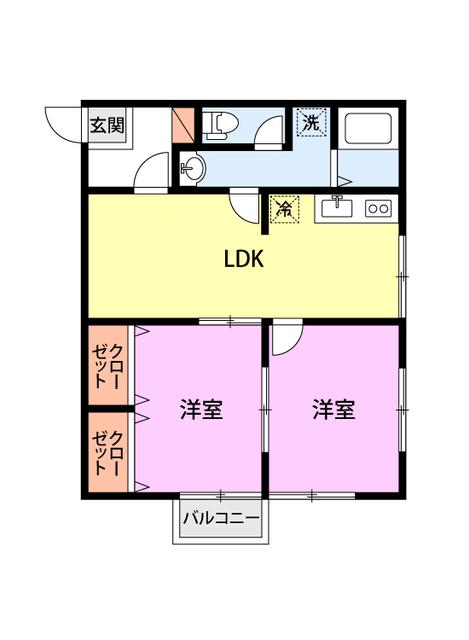 プレーゼときめきD(2LDK/1階)の間取り写真