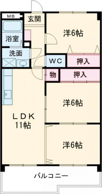 センチュリー中央(3LDK/4階)の間取り写真