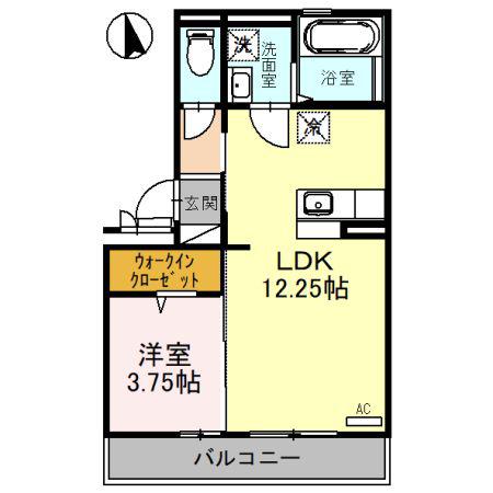 ユニステイ弐番館(1LDK/3階)の間取り写真