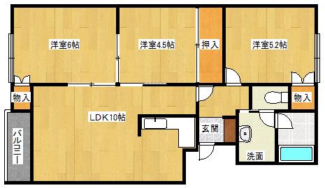 ロイヤルハイツ(3LDK/3階)の間取り写真