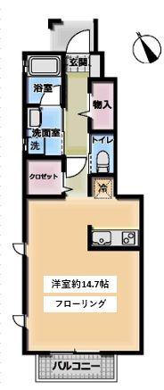 フラワー相模野(1K/1階)の間取り写真