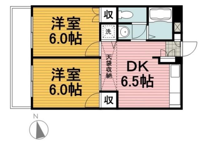 貝の坂クロス852(2DK/2階)の間取り写真