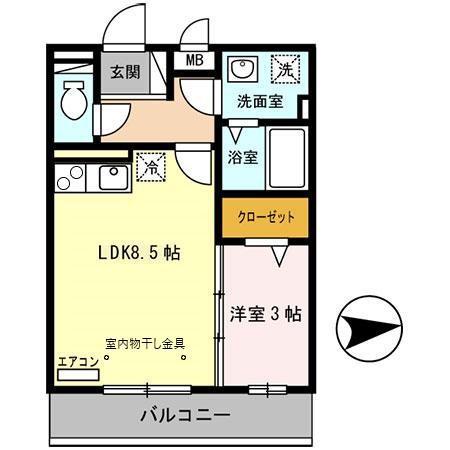 ハナミズキ(1LDK/3階)の間取り写真