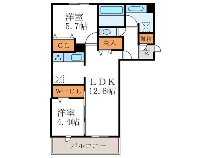 プルミエール上賀茂(2LDK/1階)の間取り写真