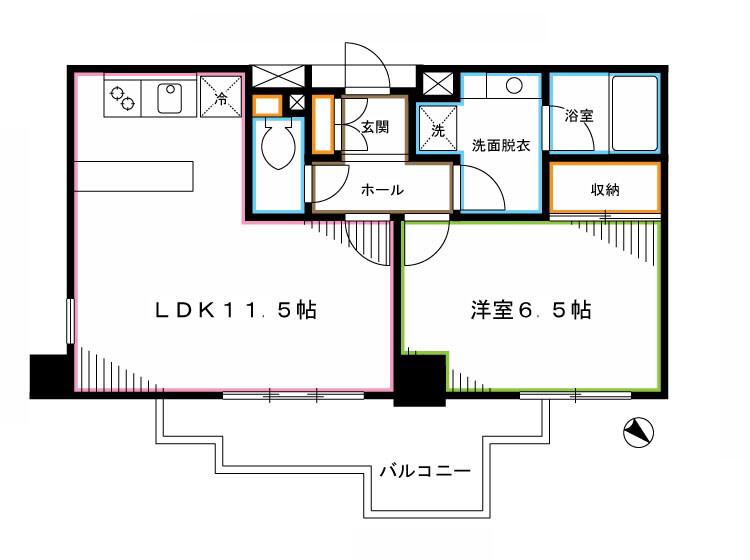アルシオン中野坂上(1LDK/2階)の間取り写真