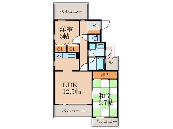 TS GARDEN鷺ノ宮(2LDK/3階)の間取り写真