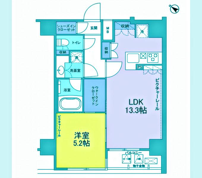 SIL西五反田(1LDK/15階)の間取り写真