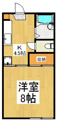 ハピネス(1K/1階)の間取り写真