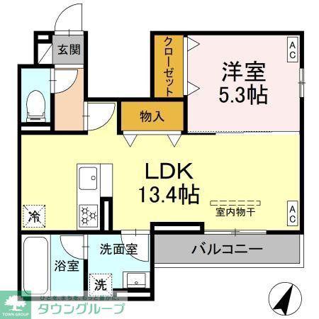 エスペリア新百合ヶ丘(1LDK/2階)の間取り写真