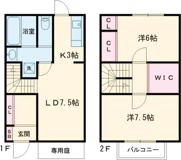 ウィルコート川内(2LDK/1階)の間取り写真