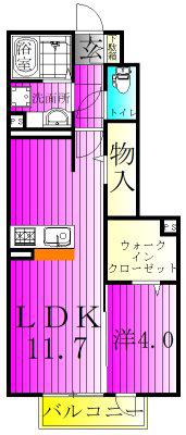 プレジールヤストシ(1LDK/1階)の間取り写真