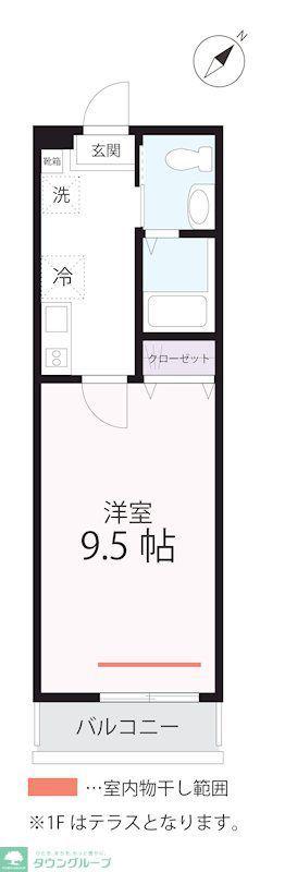 QUIET CRAB HOUSE 鶴見寺谷(1K/2階)の間取り写真