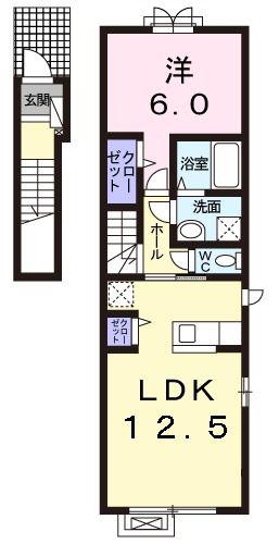 マーベラス レジデンス(1LDK/2階)の間取り写真