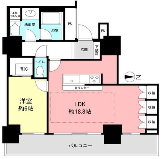 ルネッサなんばタワー(1LDK/9階)の間取り写真