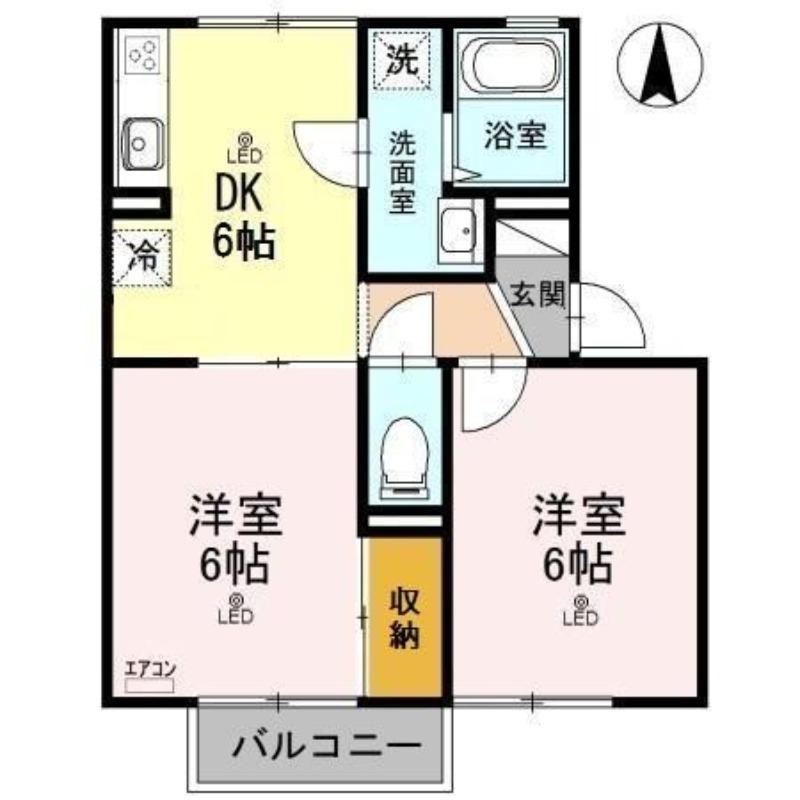 アーバンライフ瀧澤(2DK/2階)の間取り写真