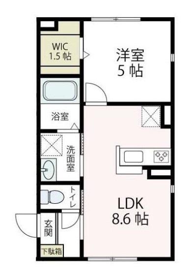 ネストつづき(1LDK/1階)の間取り写真