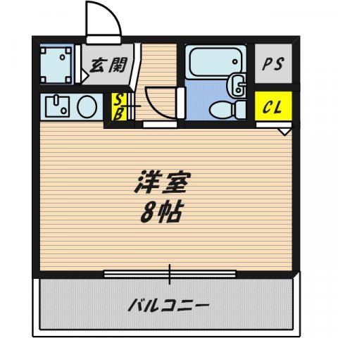 エスポワール都島(ワンルーム/2階)の間取り写真