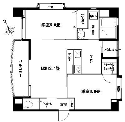 山吹壱番館(2LDK/2階)の間取り写真