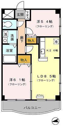 メルベーユ(2LDK/3階)の間取り写真