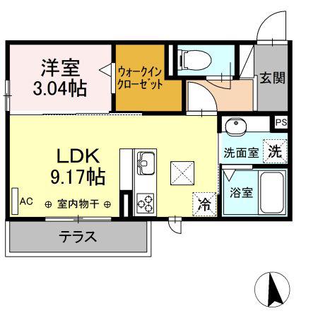 RIQUEZA黒野II(1LDK/1階)の間取り写真