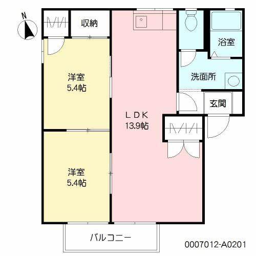 フォーレスト高須A棟(2LDK/2階)の間取り写真