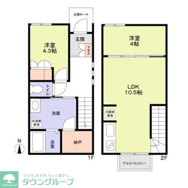 AZALEA境南町(2LDK/1階)の間取り写真