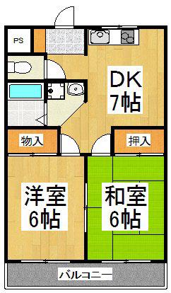 ハイブリッジ清瀬(2DK/1階)の間取り写真