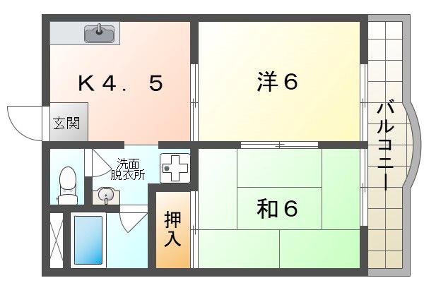 NJマンション本町(2K/3階)の間取り写真