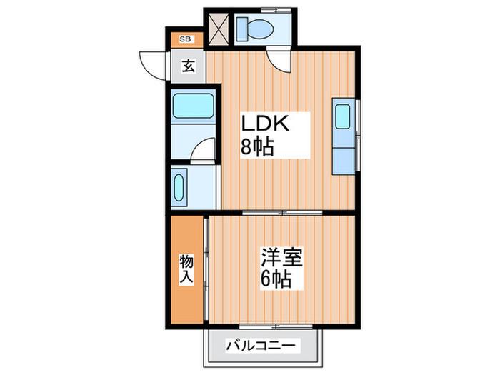 折口マンション(1LDK/3階)の間取り写真