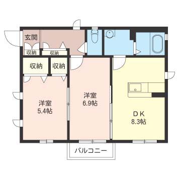SHM レジデンスフジヨシ L(2DK/2階)の間取り写真