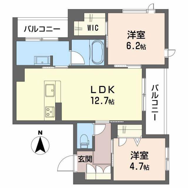 シャーメゾン大晶(2LDK/2階)の間取り写真