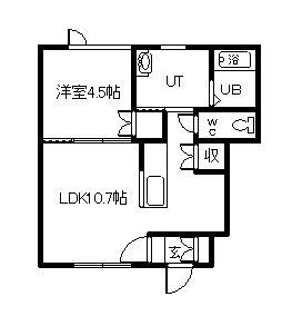 ポテト2(1LDK/1階)の間取り写真