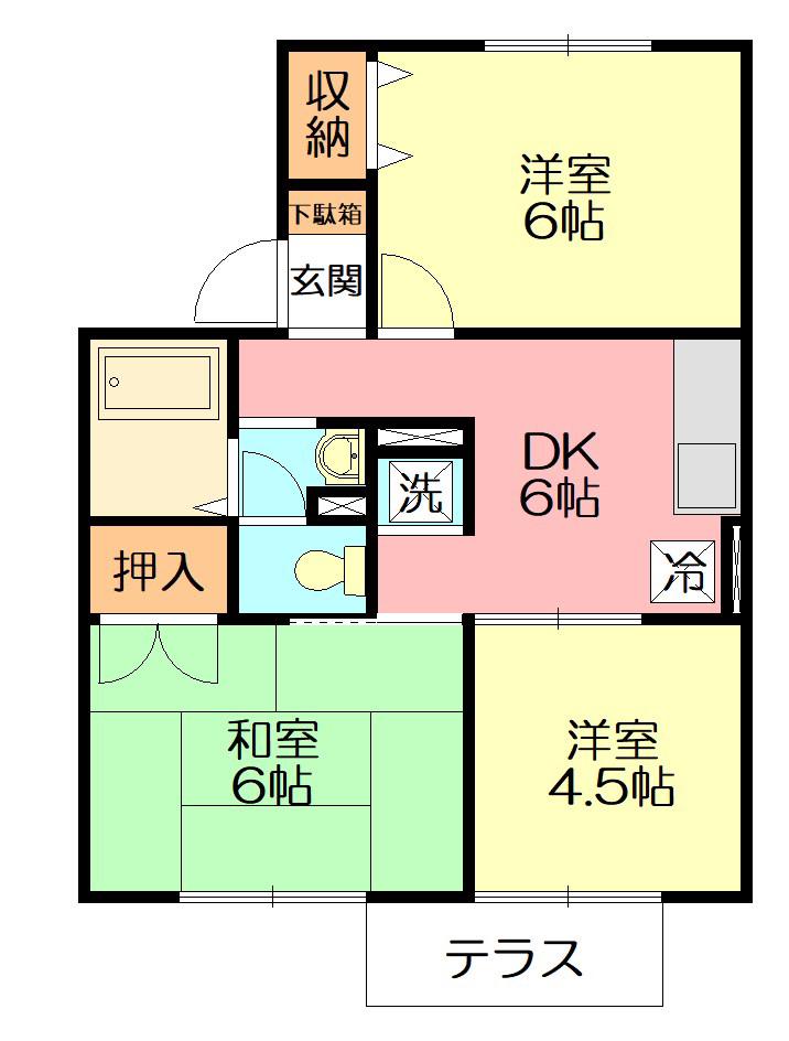 ハイツ須藤I(3DK/1階)の間取り写真