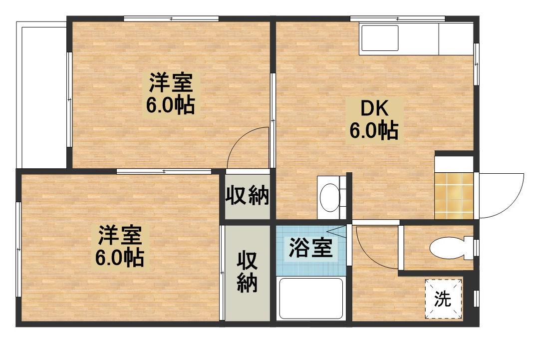 和光コーポ(2DK/1階)の間取り写真