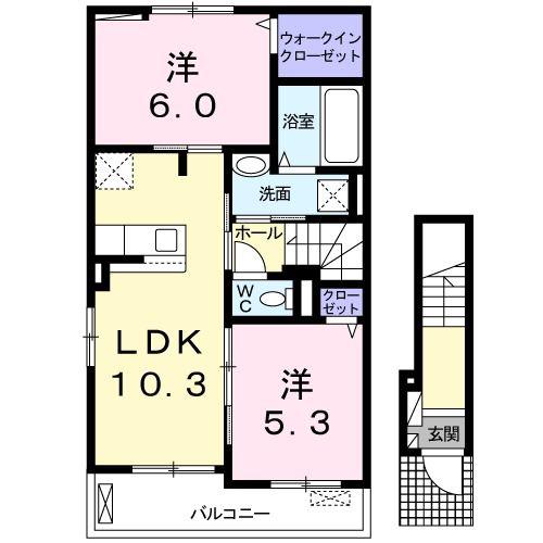 グランシエル A(2LDK/2階)の間取り写真