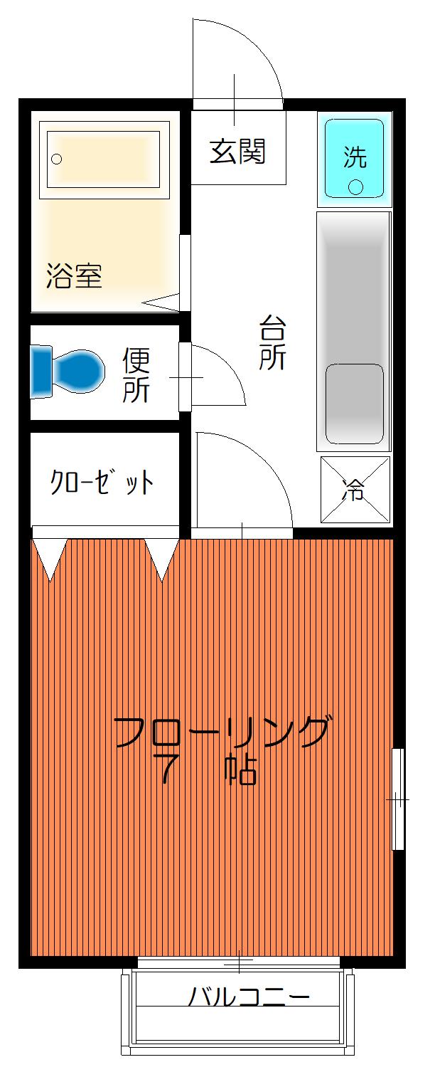 コーポサカキ(1K/2階)の間取り写真