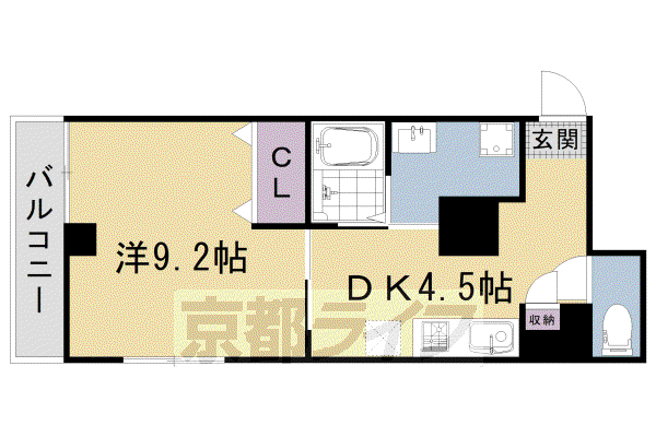 グランデ西五条(1DK/2階)の間取り写真
