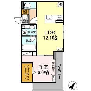 DCREST新川N(1LDK/3階)の間取り写真