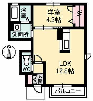 ロバスト(1LDK/1階)の間取り写真