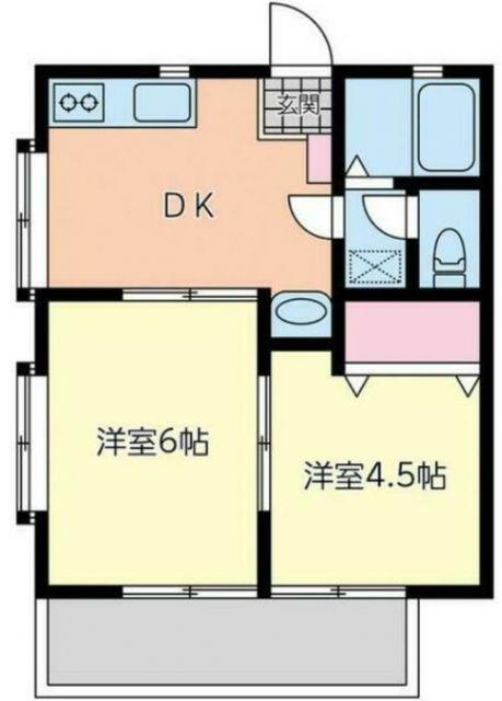 メープルガーデンハイツI C棟(2DK/2階)の間取り写真