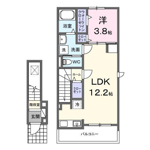 オリーブ・アール(1LDK/2階)の間取り写真