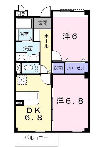 マープルホーム(2DK/1階)の間取り写真