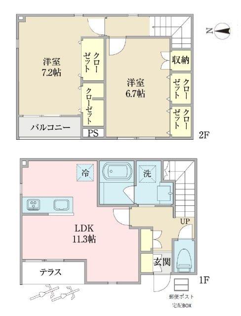 パルフェ(2LDK/1階)の間取り写真
