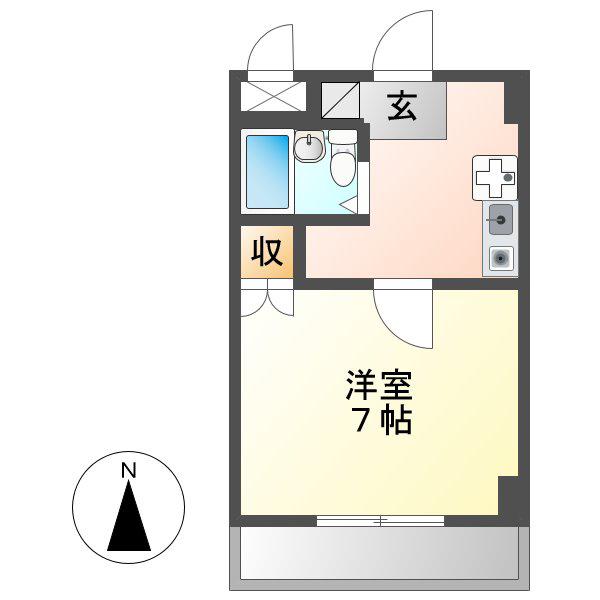 ルミエール豊国(1K/2階)の間取り写真