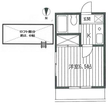 キングヒル稲荷台(1K/2階)の間取り写真