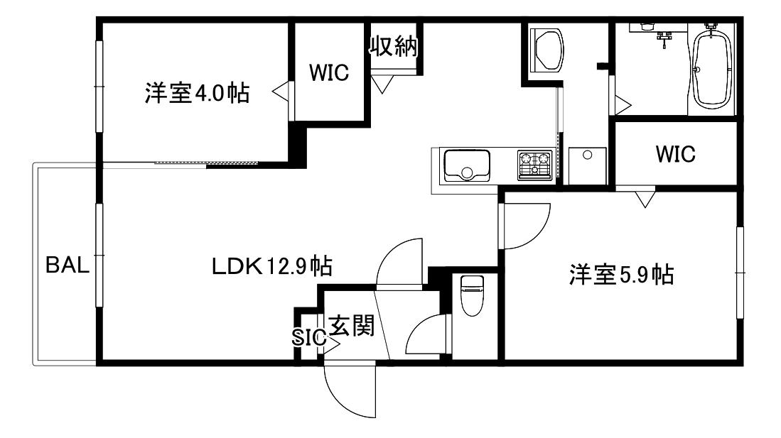 ブランシャール菊水5-3(2LDK/2階)の間取り写真