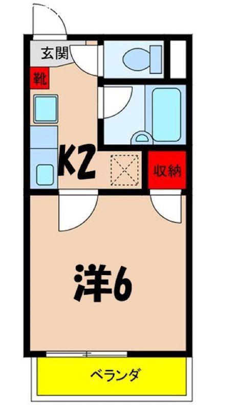 なかみちハイツ(1K/1階)の間取り写真